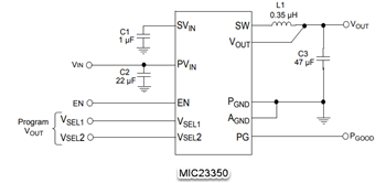 Application Circuit Diagram - Microchip Technology MIC23350/23356/23656 Step-Down Regulators